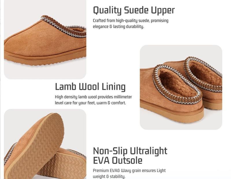 Women's Platform Slippers for Women  Indoor and Outdoors Slippers Slip On Fur Fleece Lined Suede Short Ankle Boots Indoor and Outdoor Furry Warm House Slippers Anti-Slip Boot for Outdoor