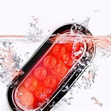 Nilight 2PCS Steel Trailer Light Boxes Housing Kit w/6Inch Oval Red LED Tail Lights 2 Inch Round Side Marker w/Grommet Plugs Wire connectors Car Lighting Accessories Truck