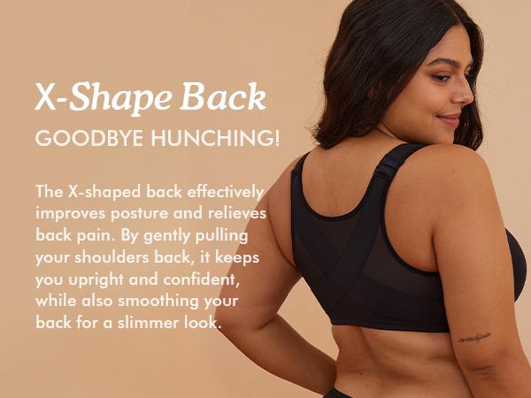 DELIMIRA Women's Front Closure Bras Posture Full Coverage Plus Size Underwire Unlined Back Support Plunge Seamless Bra B-H