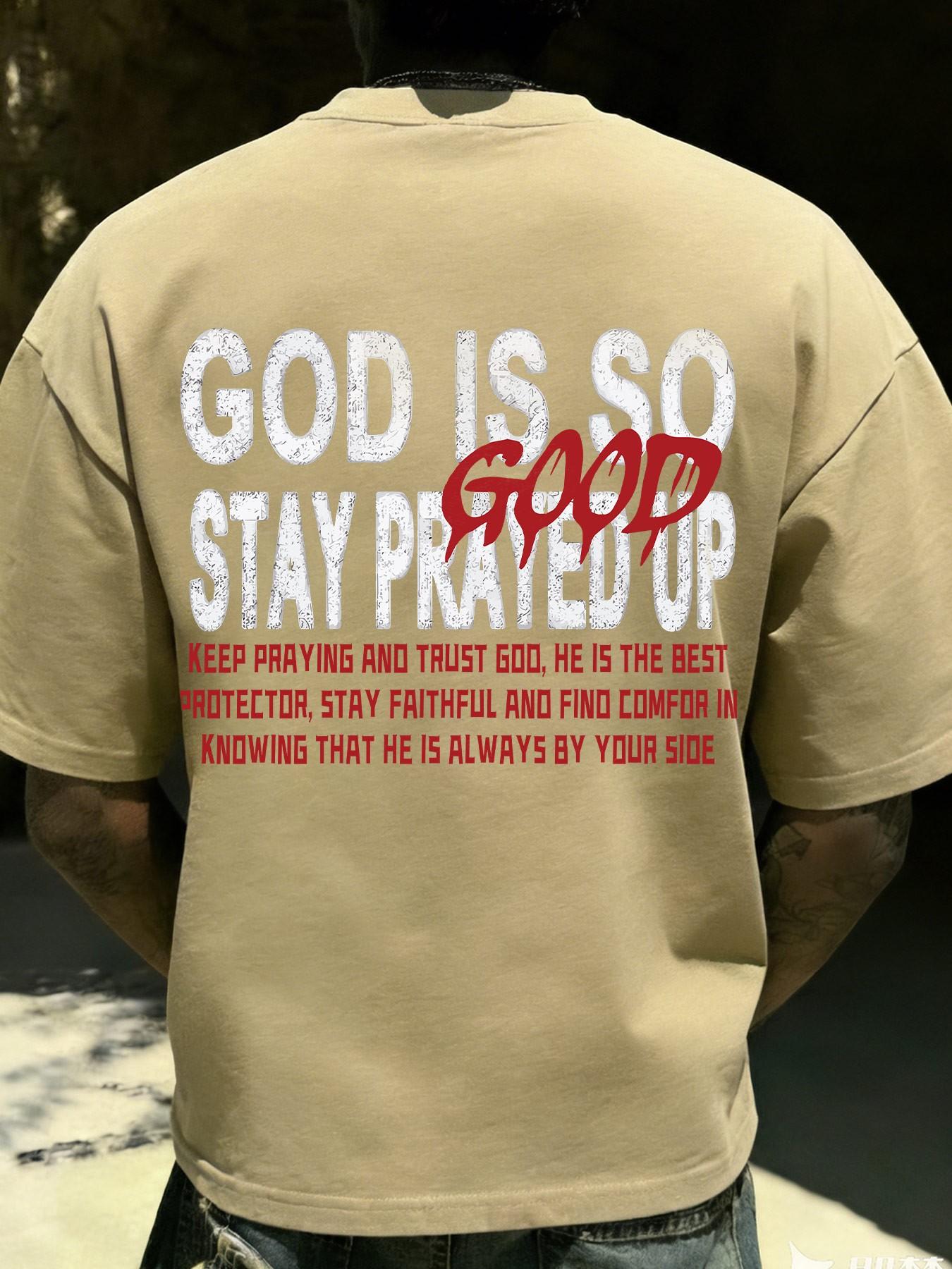 God Is so Good Faith Theme Print American Retro Style Short Sleeve T-Shirt, Casual Loose-Fitting Apparel, Without Collar and Button