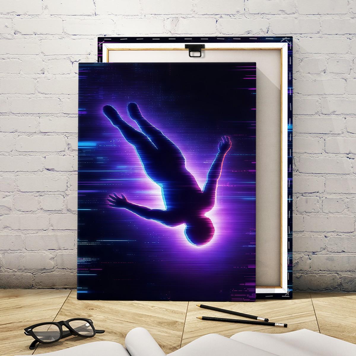 Wooden Frame Canvas Poster, Cyber Neon Art, Modern Living Room Decor, Waterproof, Suitable for Bedroom, Hallway, Wall Art