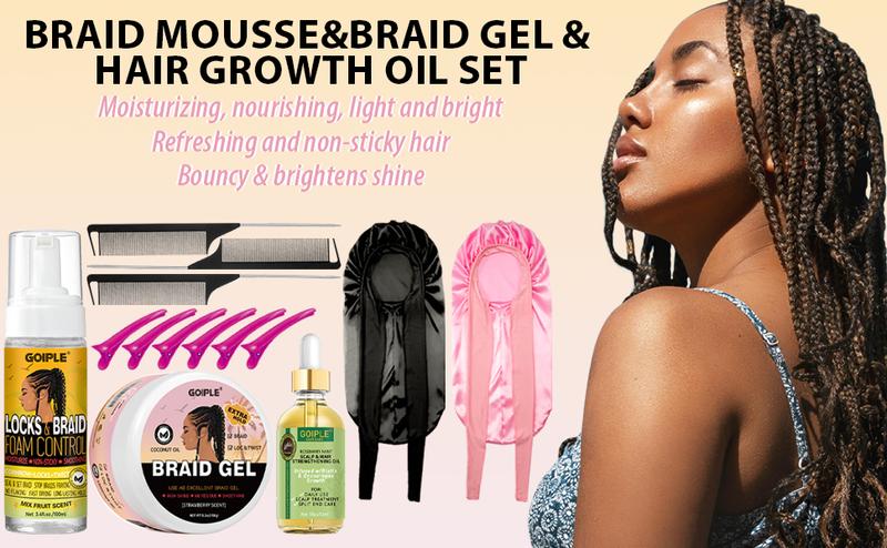 Smoothing Braid Gel for Perfect Braids, Locs, and Twists - High Shine, Frizz-Free, and Long-Lasting Hold Haircare Foam Moisture  Mousse Repair Salon
