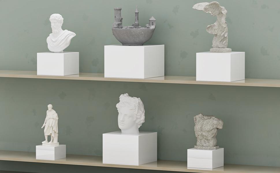 6 PCS Buffet Risers, Large Food Risers for Buffet Table, Display Stand Shelf for Party, Catering, Jewelry & Collectibles, White Plastic Nesting Boxes for Food Display