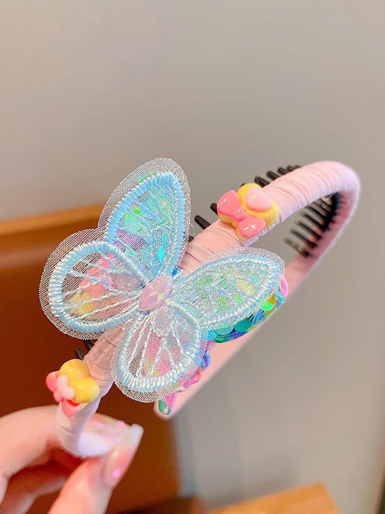 Cute Butterfly & Flower & Heart Design Hair Hoop, Colorful Sequin Decor Hair Hoop, Non-slip Headbands, Fashion Hair Accessories for Girls & Women, Unique Gifts for Women, Abs Material