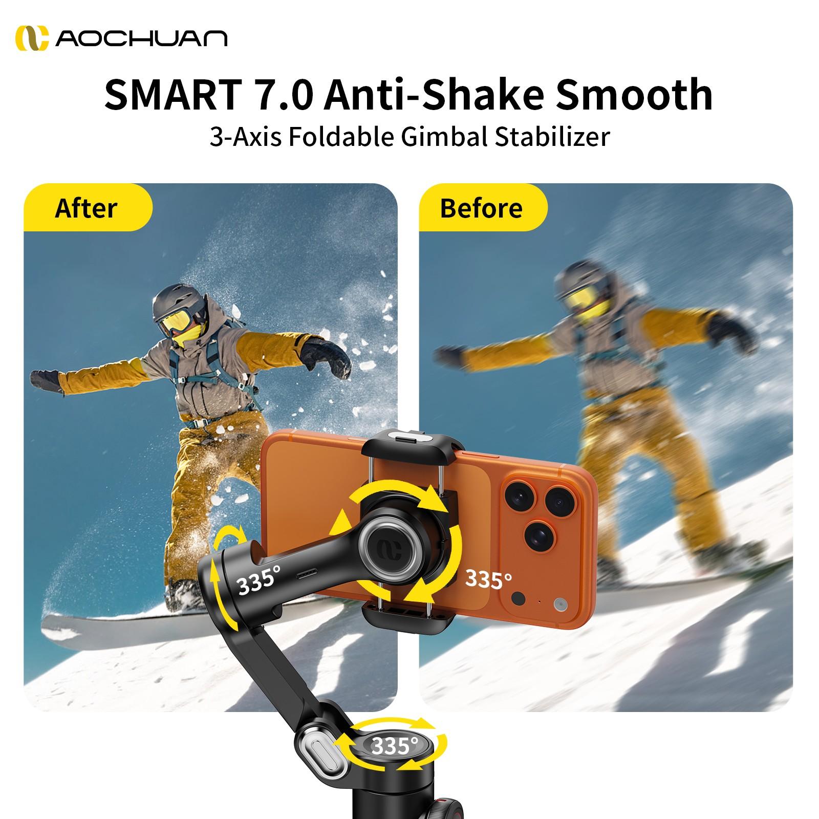 Phone Gimbal Stabilizer 3-Axis Foldable Gimbal for iPhone & Android, Focus Wheel Included, Ideal for Tiktok Youtube Vlogs