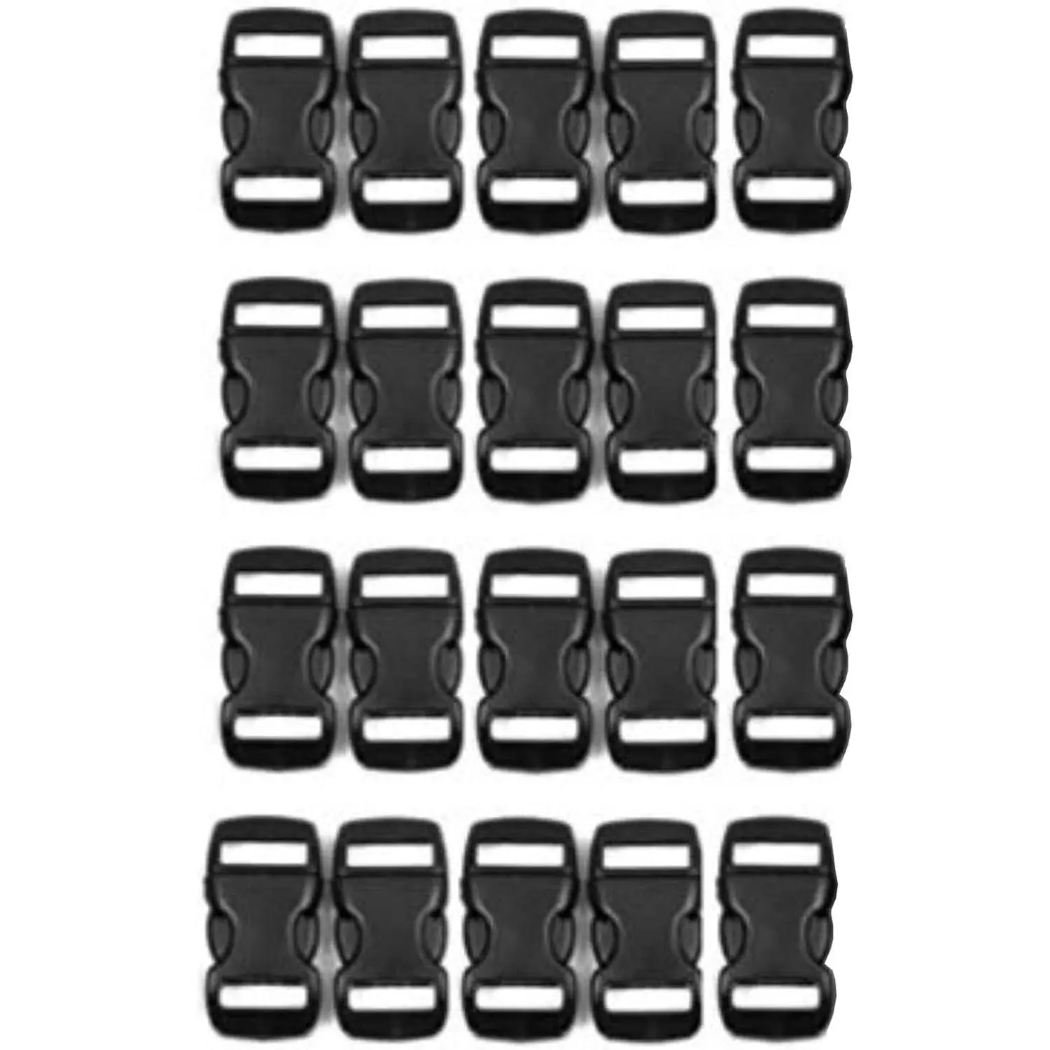 20 Pack 3/8 Inch Black Plastic Side Release Buckle for Paracord Bracelets