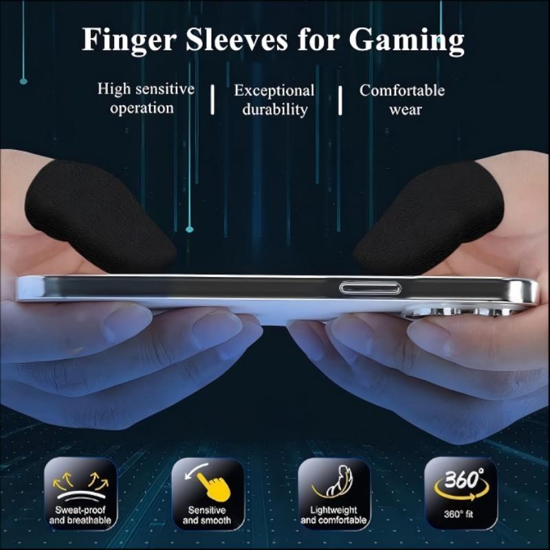 20PCS Gaming Finger Sleeves E-Sports Light Model, 0.15mm Superconducting Nanofibers, Smooth Feel, Anti-Sweat, Extremely Thin, Fit All Touchscreen Devices Black Edge