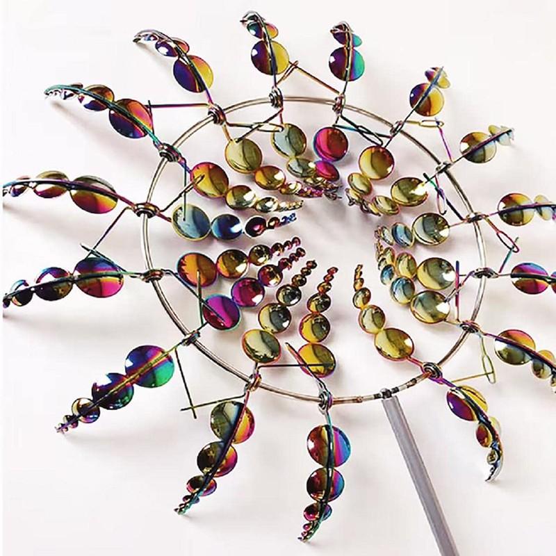 Magical Windmill Outdoor Courtyard Garden Decoration, Metal Windmill Wind Catcher Sculpture, Colored Courtyard Ornament, Single Visual, 1pc