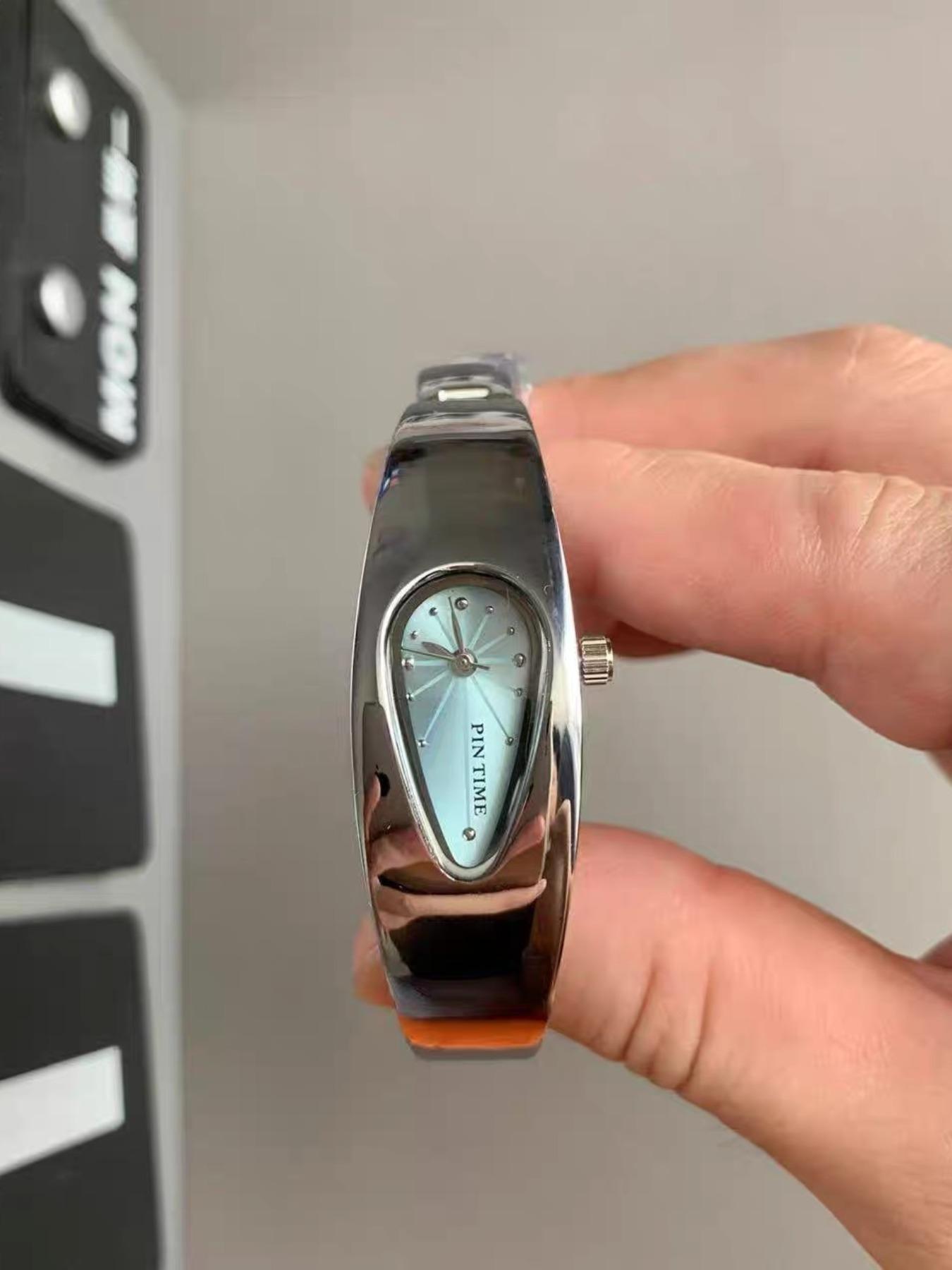 Y2K Water Drop Watch, Vintage Trendy Unisex Bracelet Watch, Waterproof Metal Case, Silver Color Dial, Quartz Movement, Ideal Gift, Wearable Wristwatch