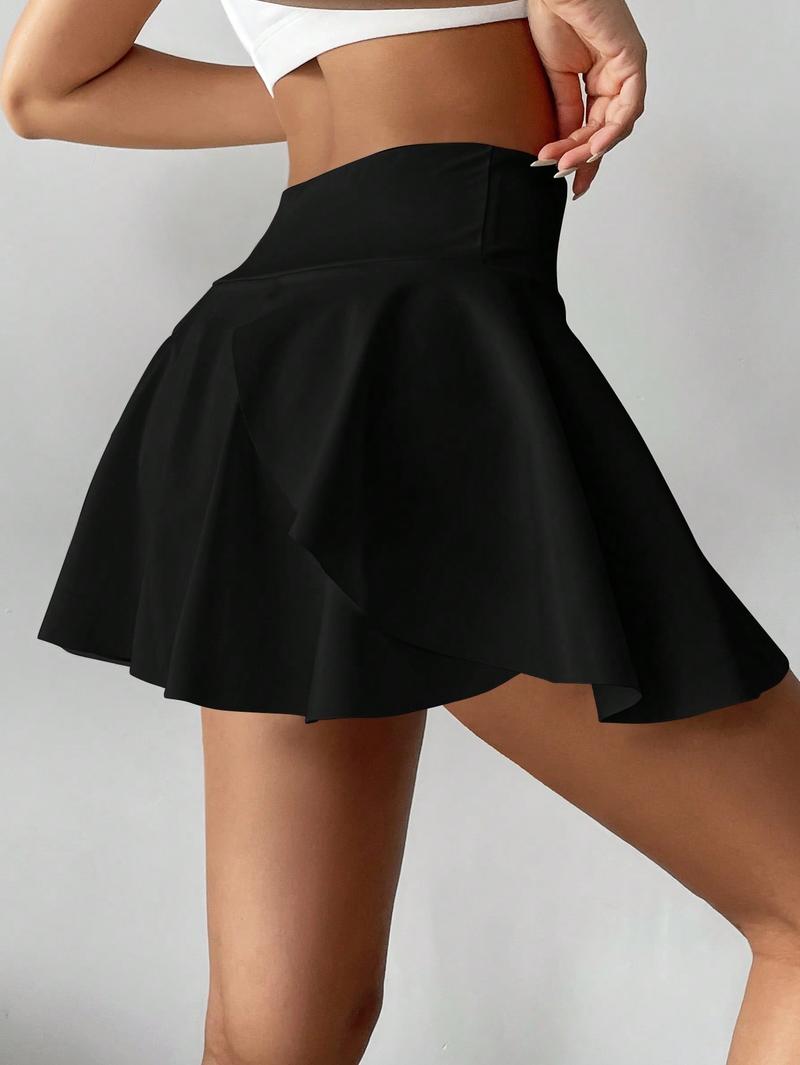 Women's Sporty Short Skirt Pants, Fashionable Multifunctional Tennis Golf Fitness Half Skirt, Anti-Exposure with Pockets, Casual Sporty Skort