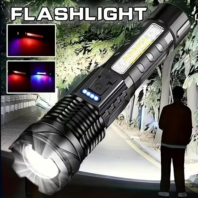 2Pcs High Lumen Rechargeable Flashlight LED Handheld Torch with Battery Display, Bright Tactical Light for Camping Hiking, Portable Outdoor Lamp High Lumens Flashlight