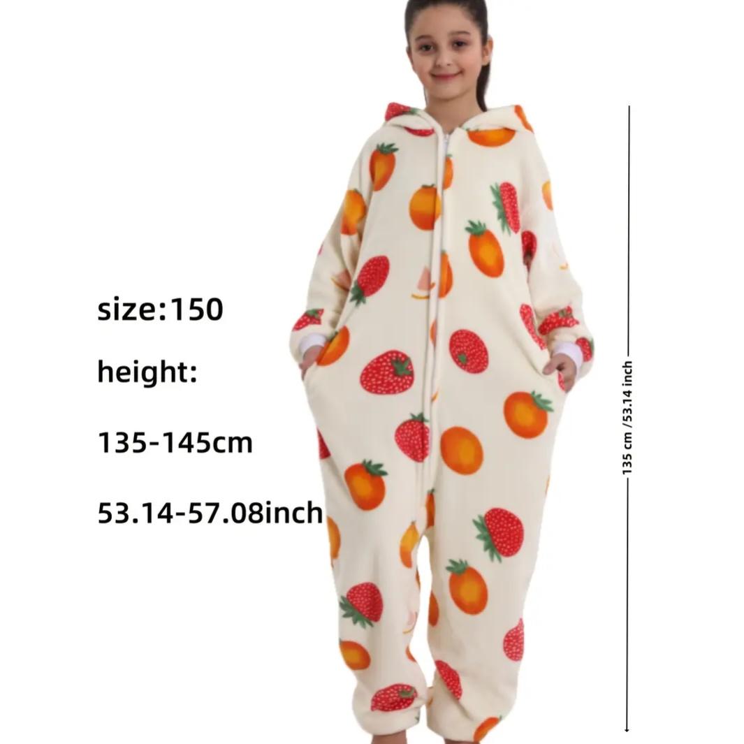 Flame-Resistant One-Piece Pajamas, Cozy Gift, All-Season Loungewear, Zipper Closure, Side Pockets, Hooded