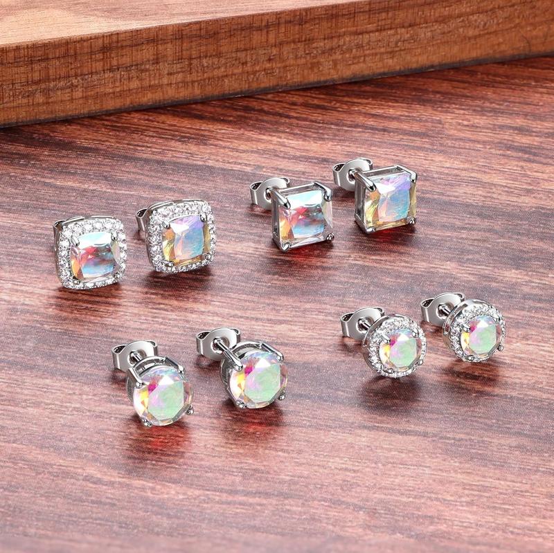 MILACOLATO Cubic Zirconia Stud Earrings Hypoallergenic 925 Sterling Silver Post Earrings Big Brilliant Stud Earrings for Women Men
