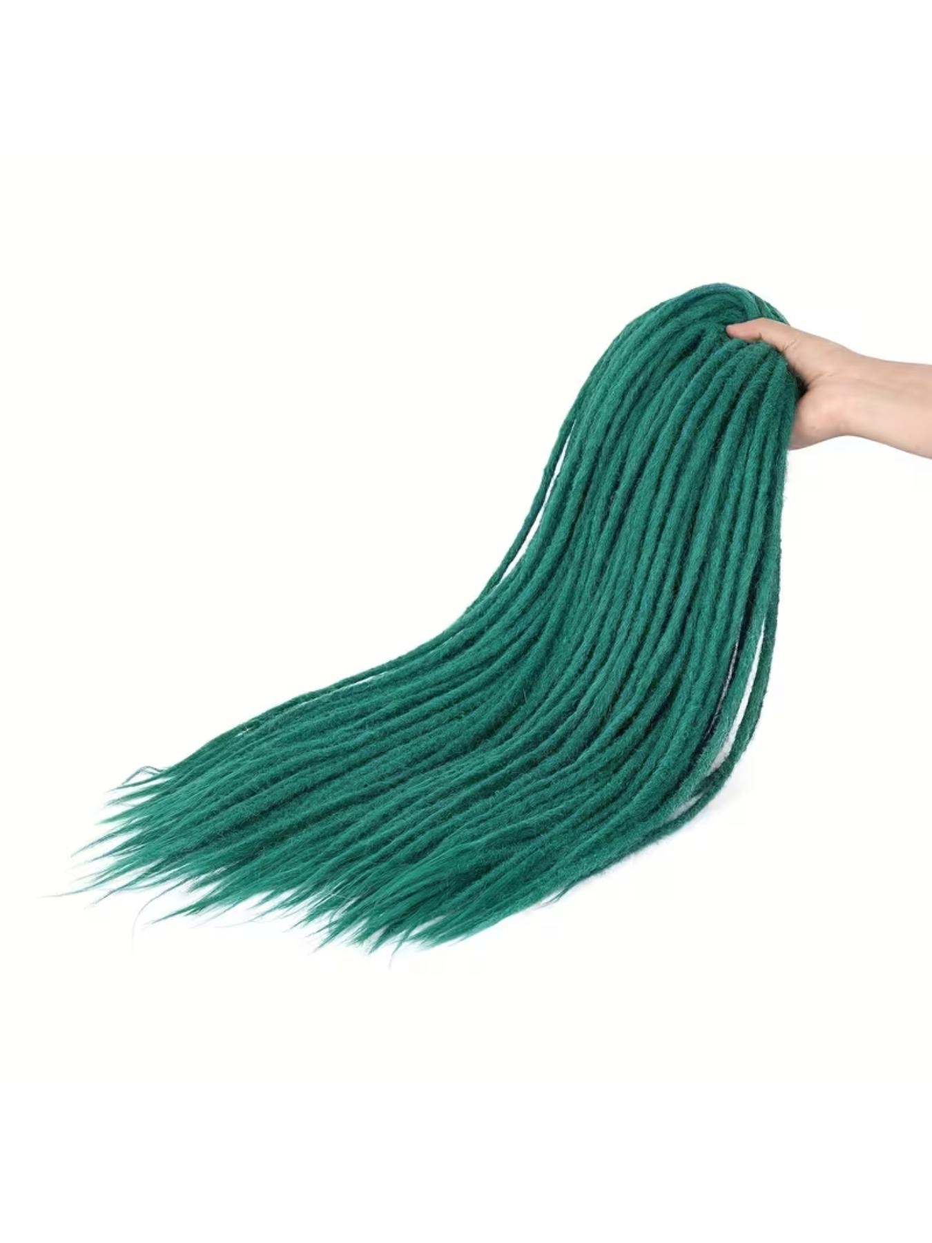 50-Pack Devil Green Double Tail Dreadlocks - Straight Synthetic Hair for Full Head Extensions, Synthetic Hair Braids, Soft & Non-Tangling, Perfect for Daily Wear & Parties, Party Hair Accessory, Easy Maintenance Hairpiece