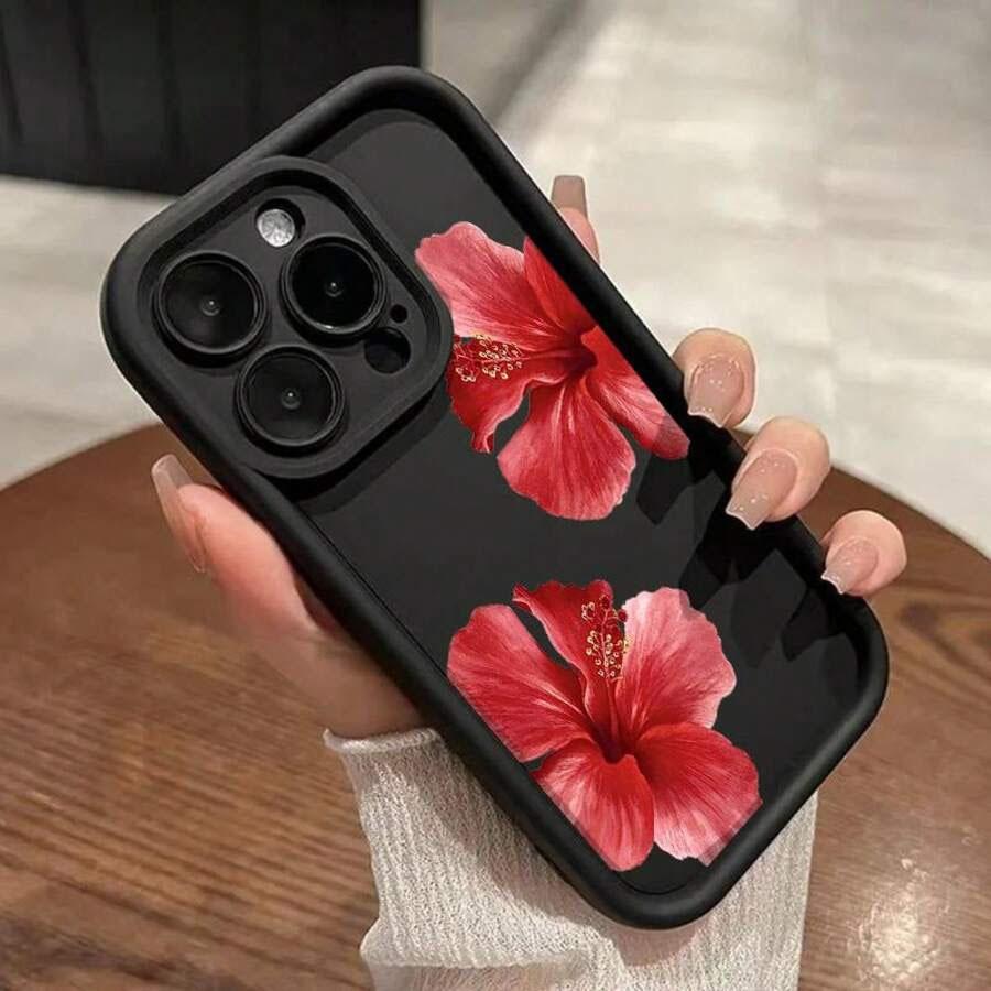 2 Piece Set Peony Pattern Tpu Phone Case, Shockproof Soft Cover for iPhone 11/12/13/14 Pro Max/15 Pro/16 Plus/16 Pro Max