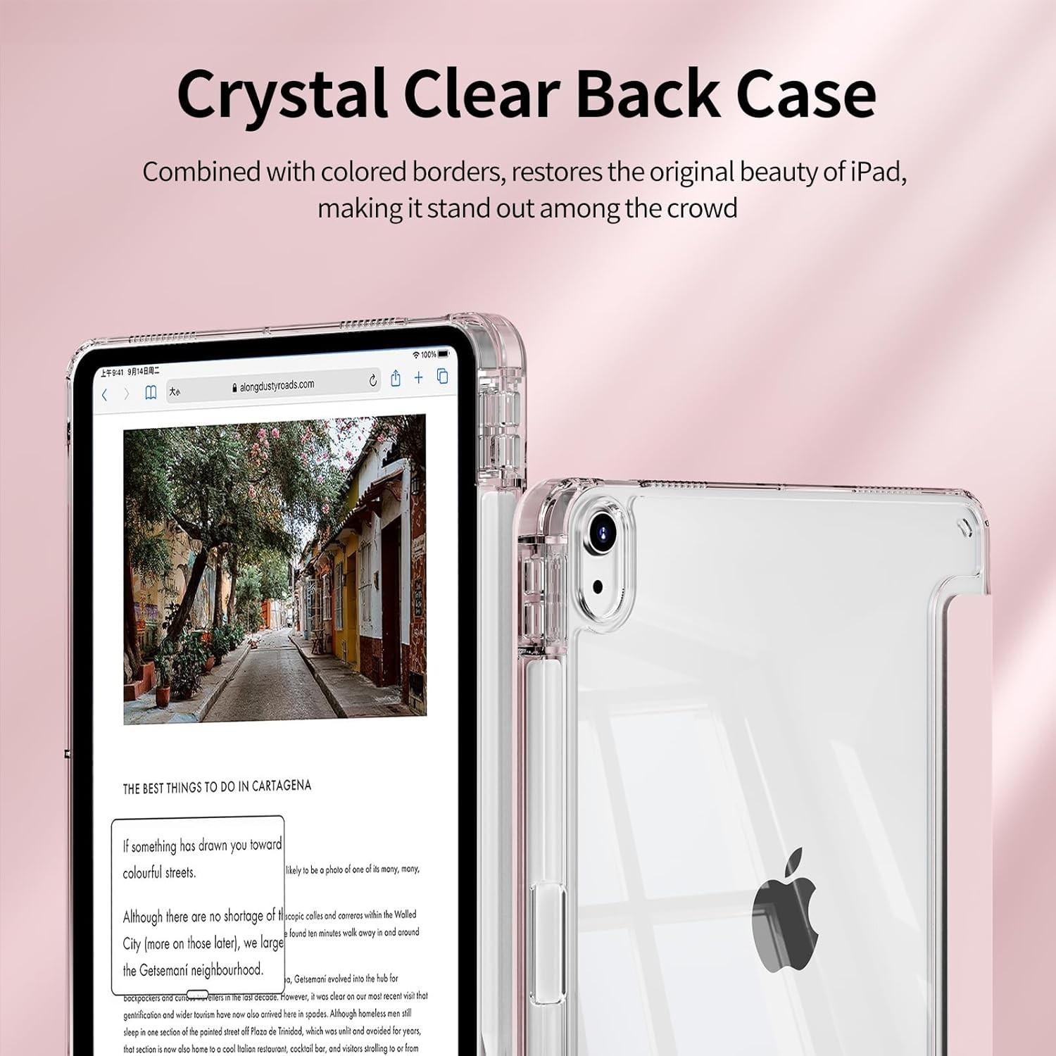 For iPad Case Compatible with A16 Models from The 11Th And 10Th Generations (2025/2022), As Well As iPad  Air M2 M3 11inch/13inch Ipads,  Ipad Pro M4 11inch/13inch， It Features a Holder for The Pencil, a Hard Clear Transparent Back Shell, a Soft TPU Shock