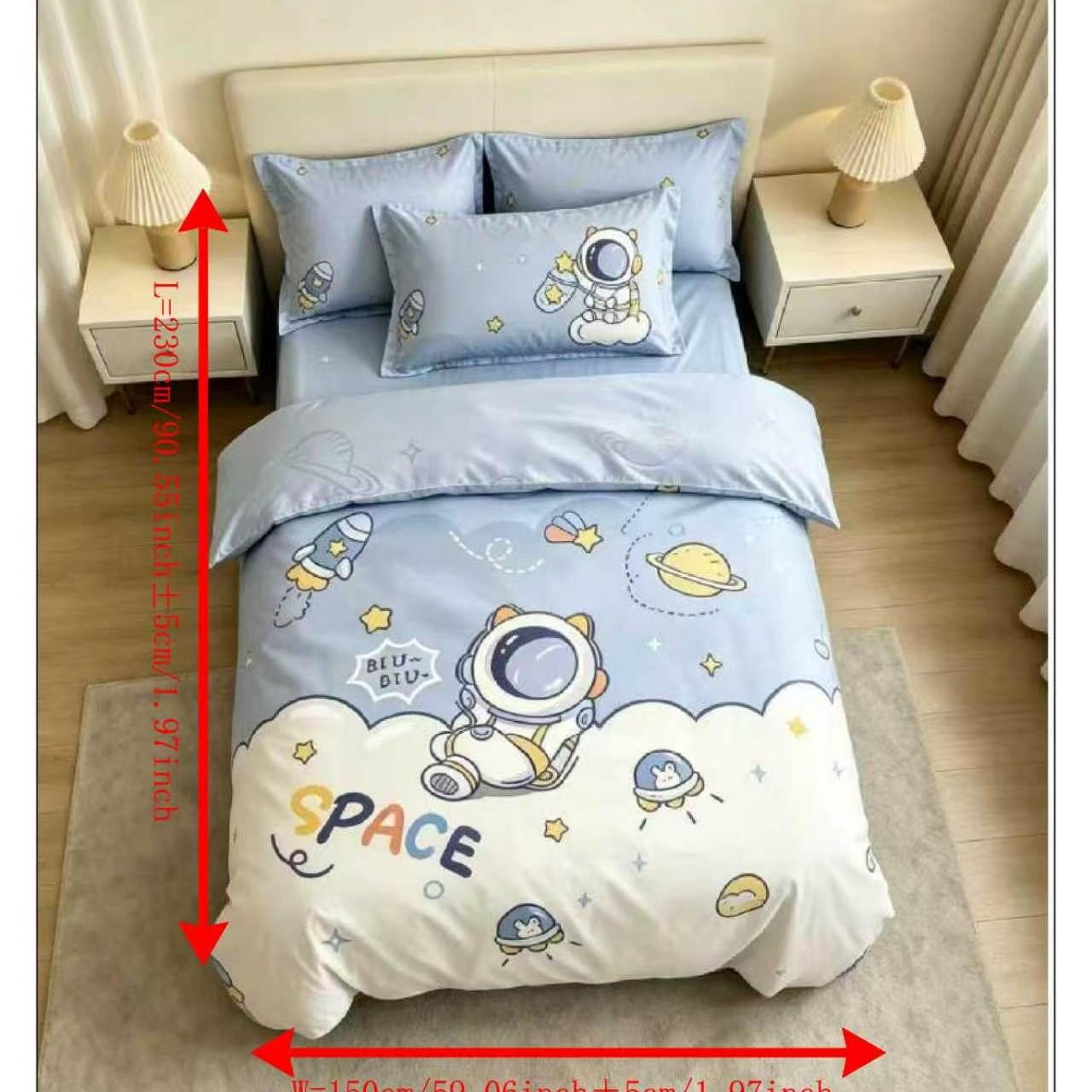 Cute Astronaut Bed Sheet 150x230cm, Soft and Comfortable Design, Perfect for Kids' Bedrooms, Durable Material, Easy Care Maintenance
