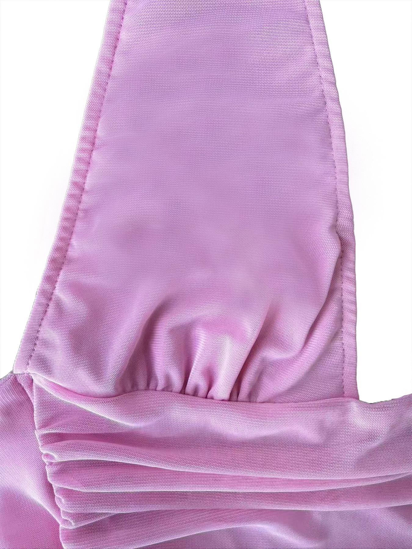 [LOT]Women's Solid Color Deep V Neck Halter Neck Dress, Fashion Casual Sleeveless Mini Dress for Daily Outdoor Wear, Ladies Dress for Summer, A-line Dress