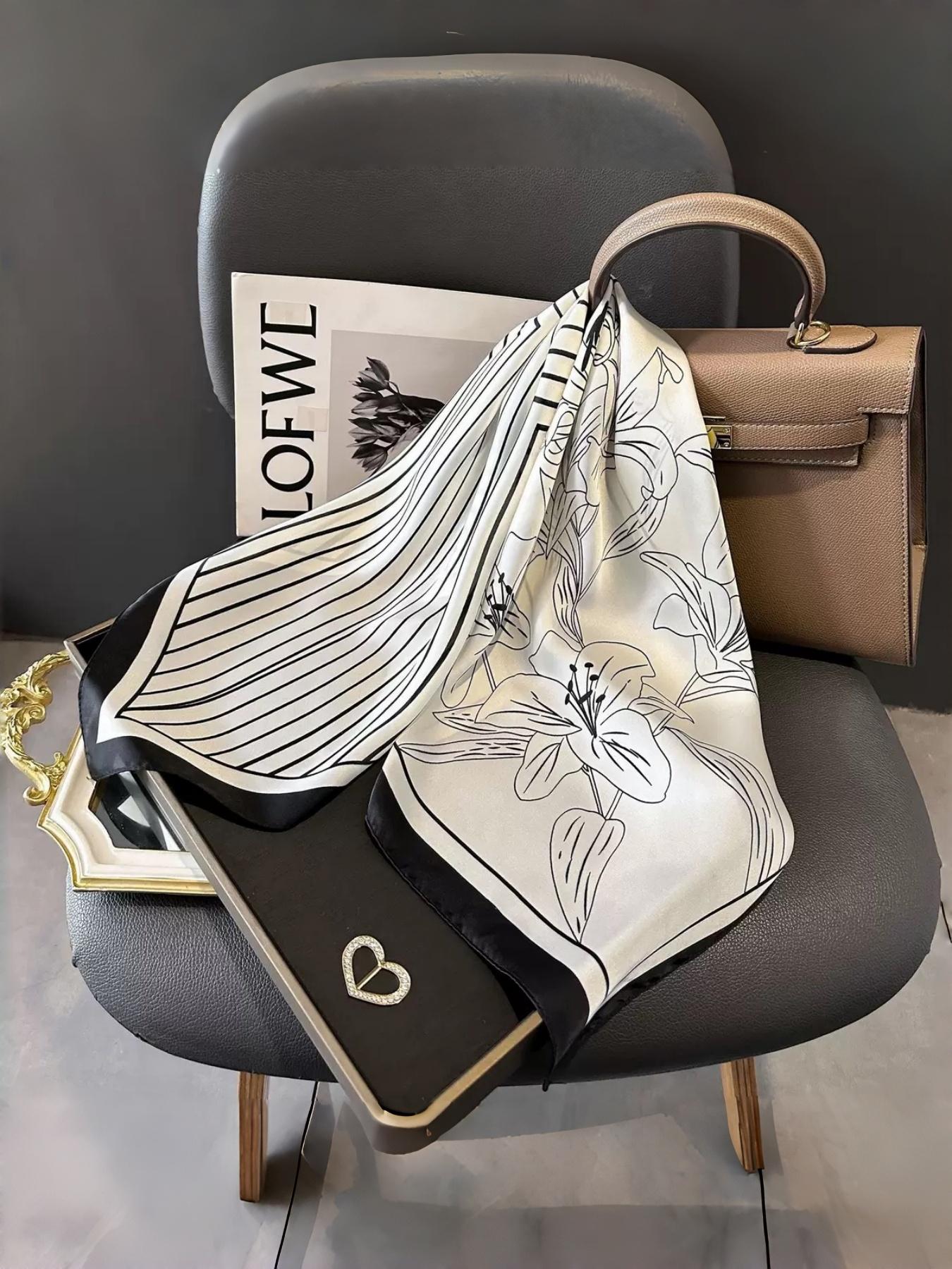 Women's Elegant Striped Patchwork Print Scarf, Trendy Soft Comfortable Shawl, Fashionable Scarf for Women for Daily Wear