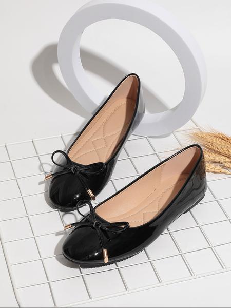 Women's Elegant Solid Color Bowknot Design Mary Jane Shoes, Fashionable Pointed Toe Flat Shoes, Casual Flats for Daily Wear, Lightweight Breathable Comfortable Shoes for Women & Girls