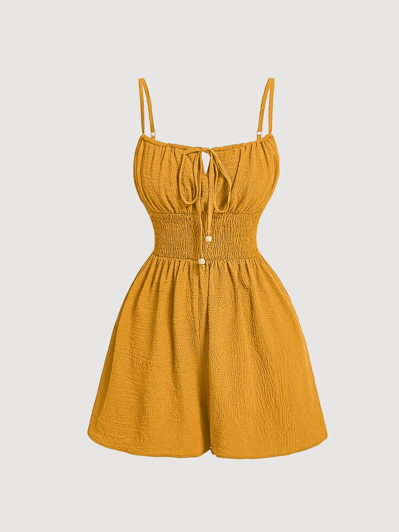 Women's Casual Sleeveless Romper with Front Tie and Elastic Waist, Stylish All-In-One Jumpsuit for Summer, Trendy Fashion for Ladies Women's Casual Sleeveless Romper with Front Tie and Elastic Waist, Stylish All-In-One Jumpsuit for Summer, Trendy Fashion for Ladies