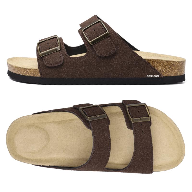 Women's Casual Slide Sandals With Cork Footbed Double Adjustable Buckle For Summer Everyday Wear Women's Casual Slide Sandals With Cork Footbed Double Adjustable Buckle For Summer Everyday Wear
