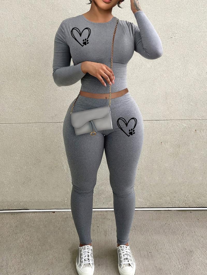 Women's Casual Long Sleeve Crop Top & Leggings Set, long johns, pantsuit, Plain Pattern, Fitted Design, Spring & Fall Fashion, Two-Piece Sportswear, Yoga Clothes Set Women's Casual Long Sleeve Crop Top & Leggings Set, long johns, pantsuit, Plain Pattern, Fitted Design, Spring & Fall Fashion, Two-Piece Sportswear, Yoga Clothes Set