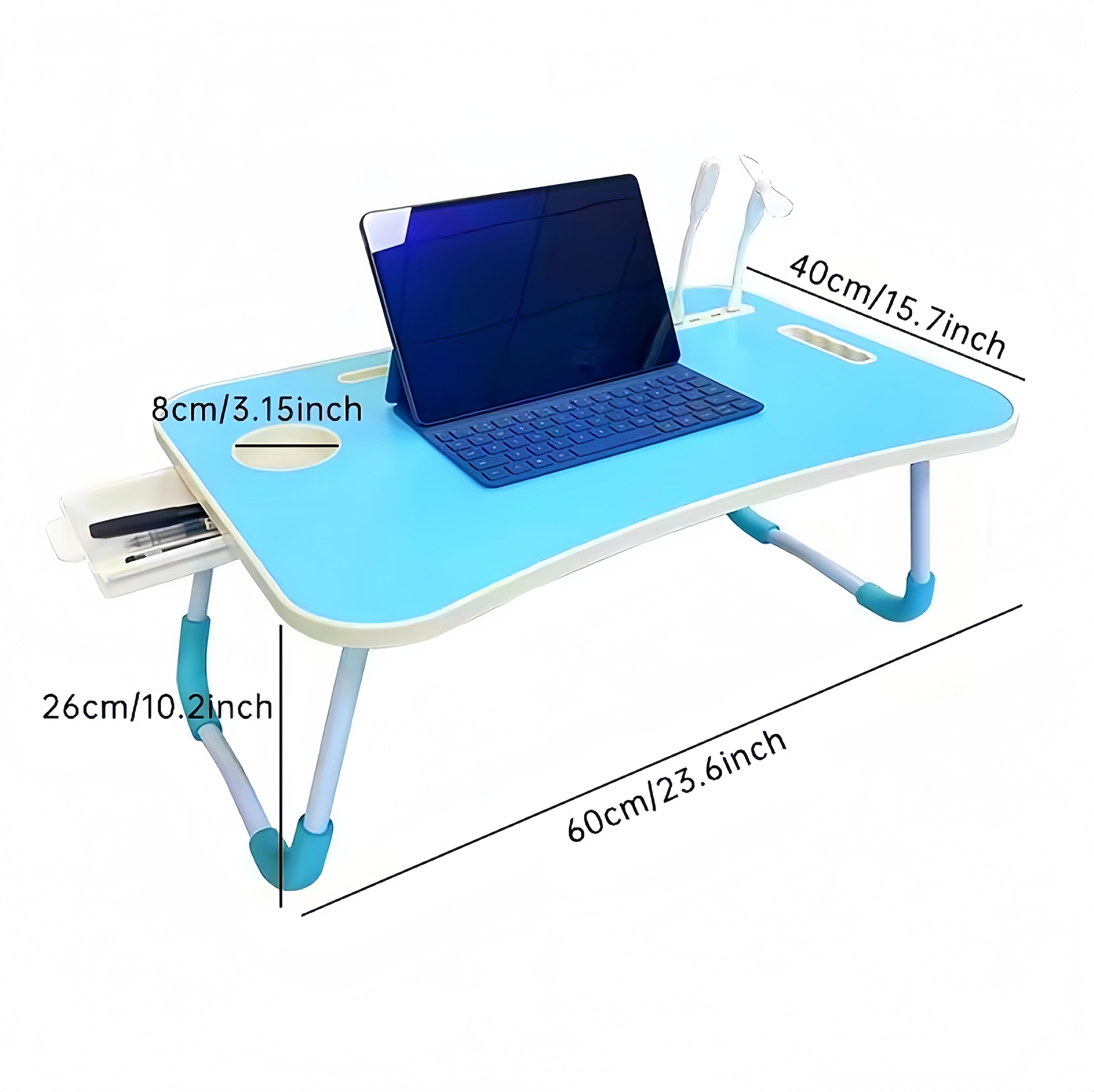 Ultra Large Portable Laptop Bed Table - Multi Functional Tray Holder with Cup Holder And Drawer, USB, Fan, And Light - Perfect for Eating, Reading, And Writing on Beds, Sofas, Floors - Stable, Durable, And Foldable