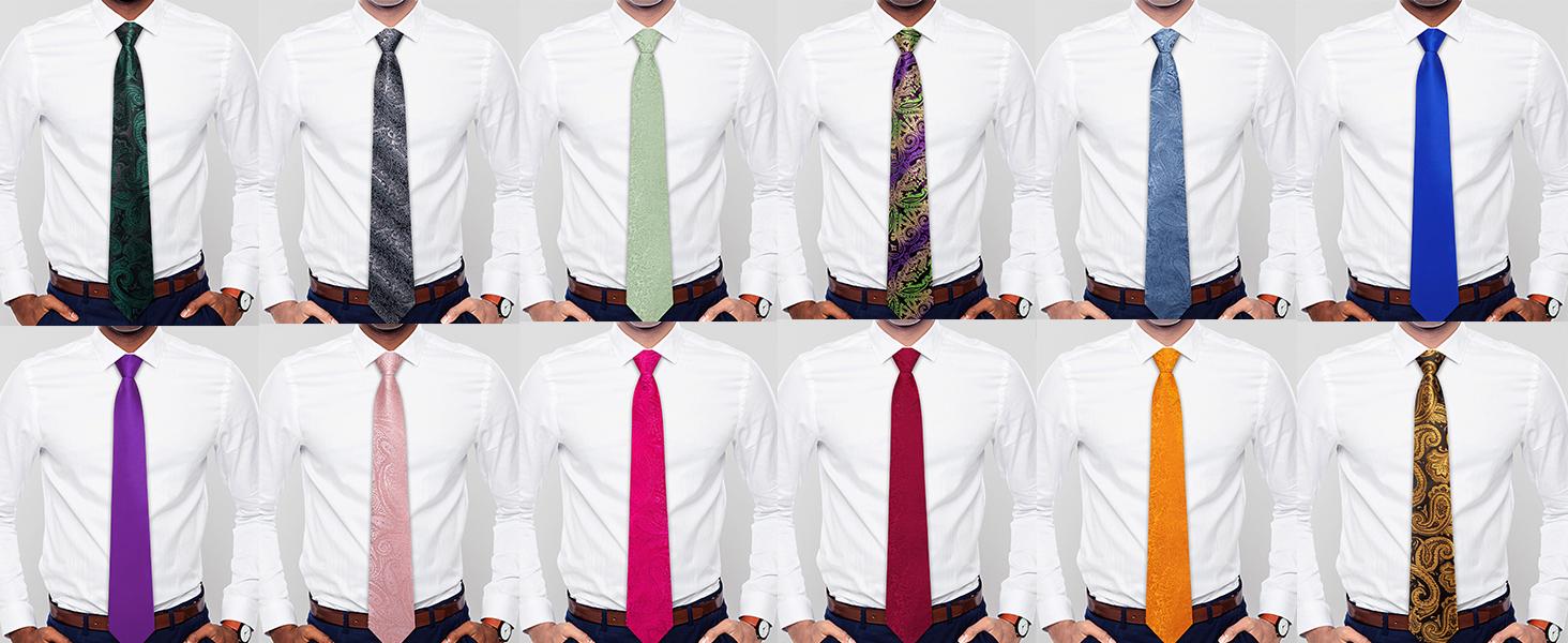 63 inches Extra Long Ties for Big and Tall Men Mens Necktie and Lapel Pin Clips Handkerchief Cufflinks Business