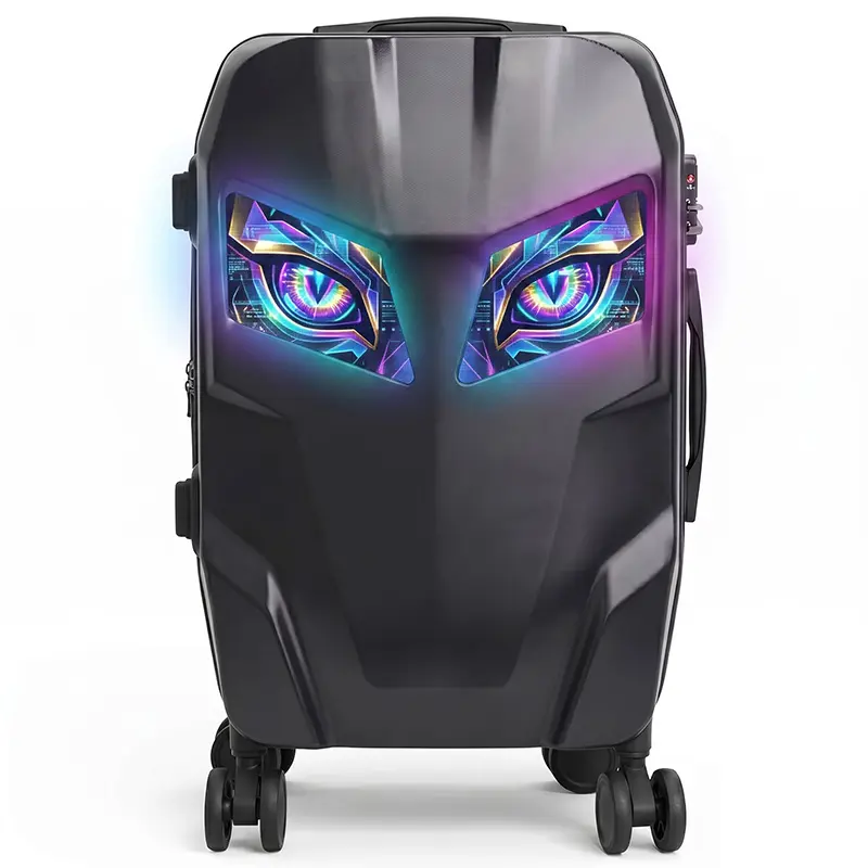 Smart LED Luggage Explorer Style,Wireless Programmable Screen, 24"Hard Shell Suitcase with Spinner Wheels,DIY Animation, Unique Travel Gear for Men Women (Power Bank Not Included)