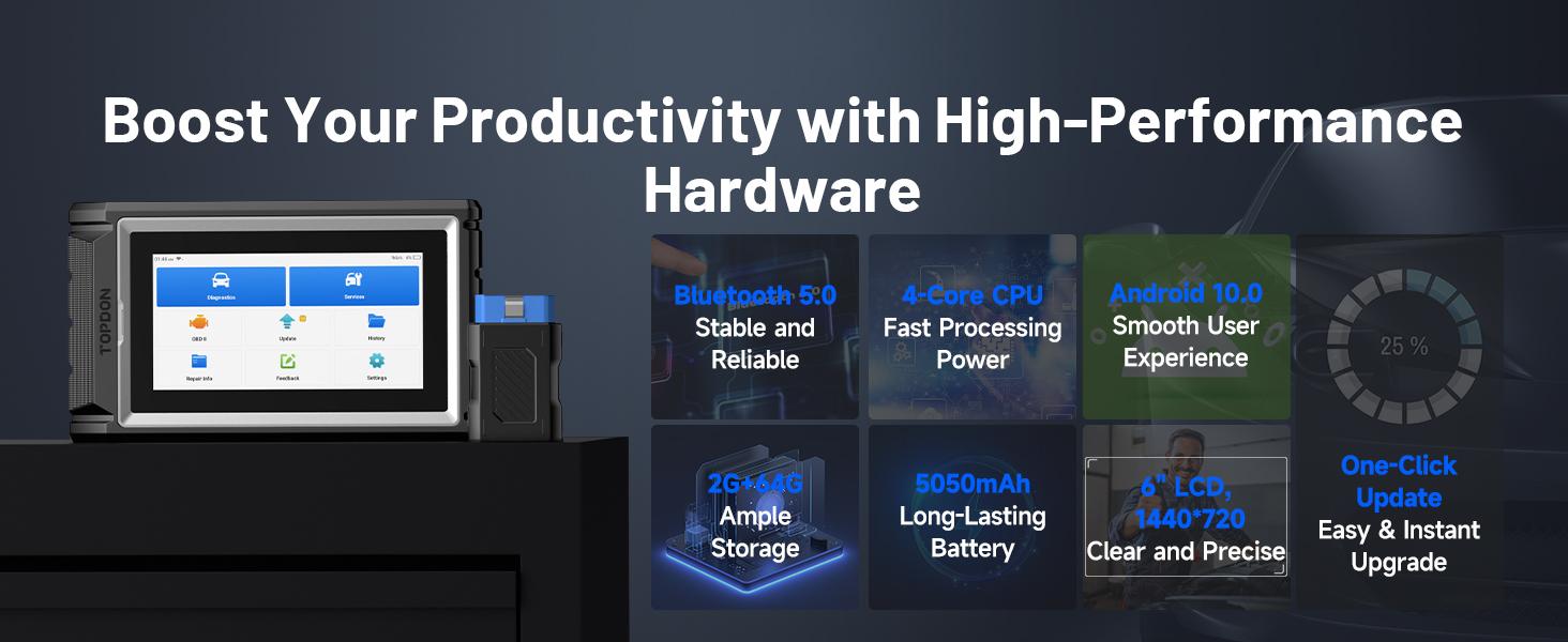 TOPDON AD800BT  V2.0 Bi-Directional Control Full Systems Diagnostic Tool for All Vehicles, Automotive Diagnostic Scanner for Car, 28+ Services, FCA AutoAuth, CANFD