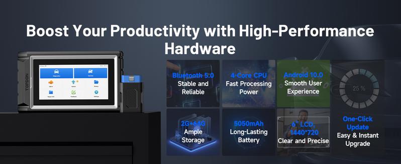 TOPDON AD800BT  V2.0 Bi-Directional Control Full Systems Diagnostic Tool for All Vehicles, Automotive Diagnostic Scanner for Car, 28+ Services, FCA AutoAuth, CANFD