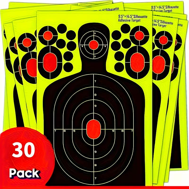 20/30 Pack 14.5 Inch Human Silhouette Shooting Targets, Reactive Splatter Fluorescent Glow Paper Targets, Impact Visible Training Paper For Outdoor Tactical Equipment Shooting Practice