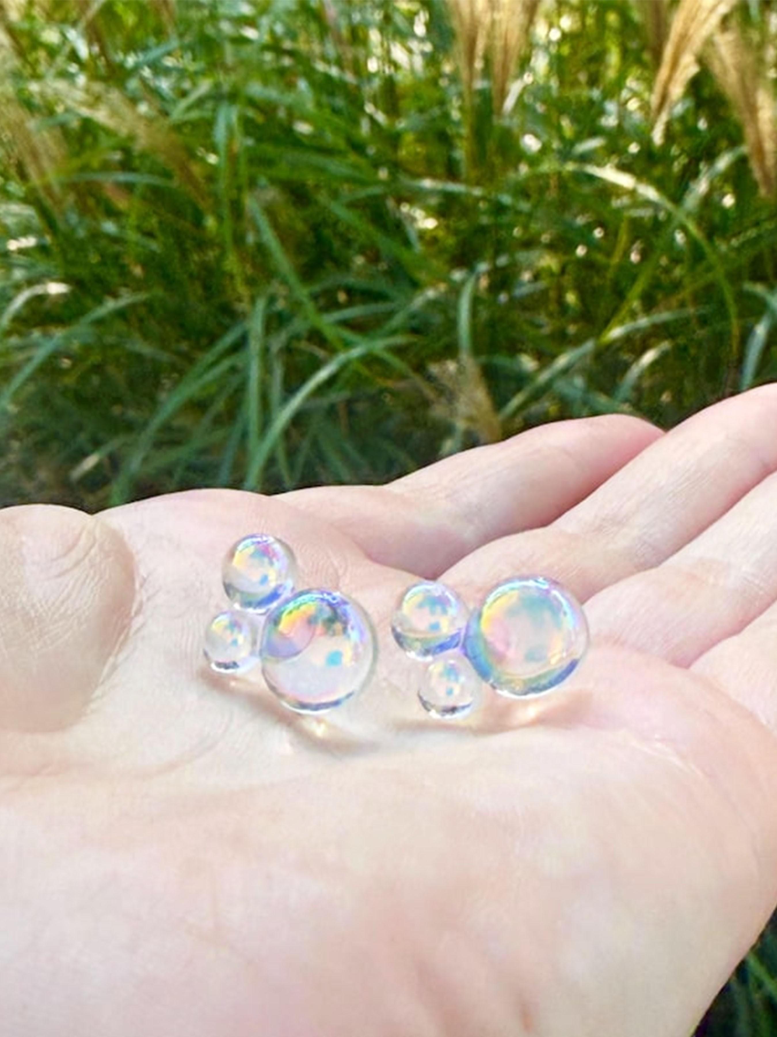 1Pair Rainbow Bubble Earrings, Color-Changing Magic, Handmade Witch Theme Gift, Flat Bottom Design, Perfect for Unique Accessories, Witchy Jewelry