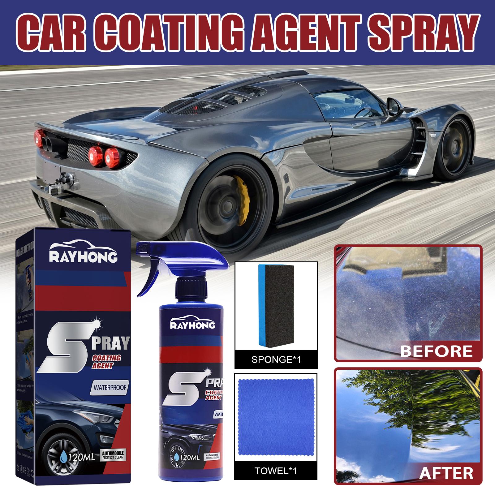 3 in 1 Ceramic Car Coating Spray, Multi- Functional Coating Renewal Agent, High Protection Quick Coating Spray Fast- Acting,Plastic Parts Refurbish Agent, Waterless Car Wash, Nanotechnology (2PCS) waterless wash cleaning