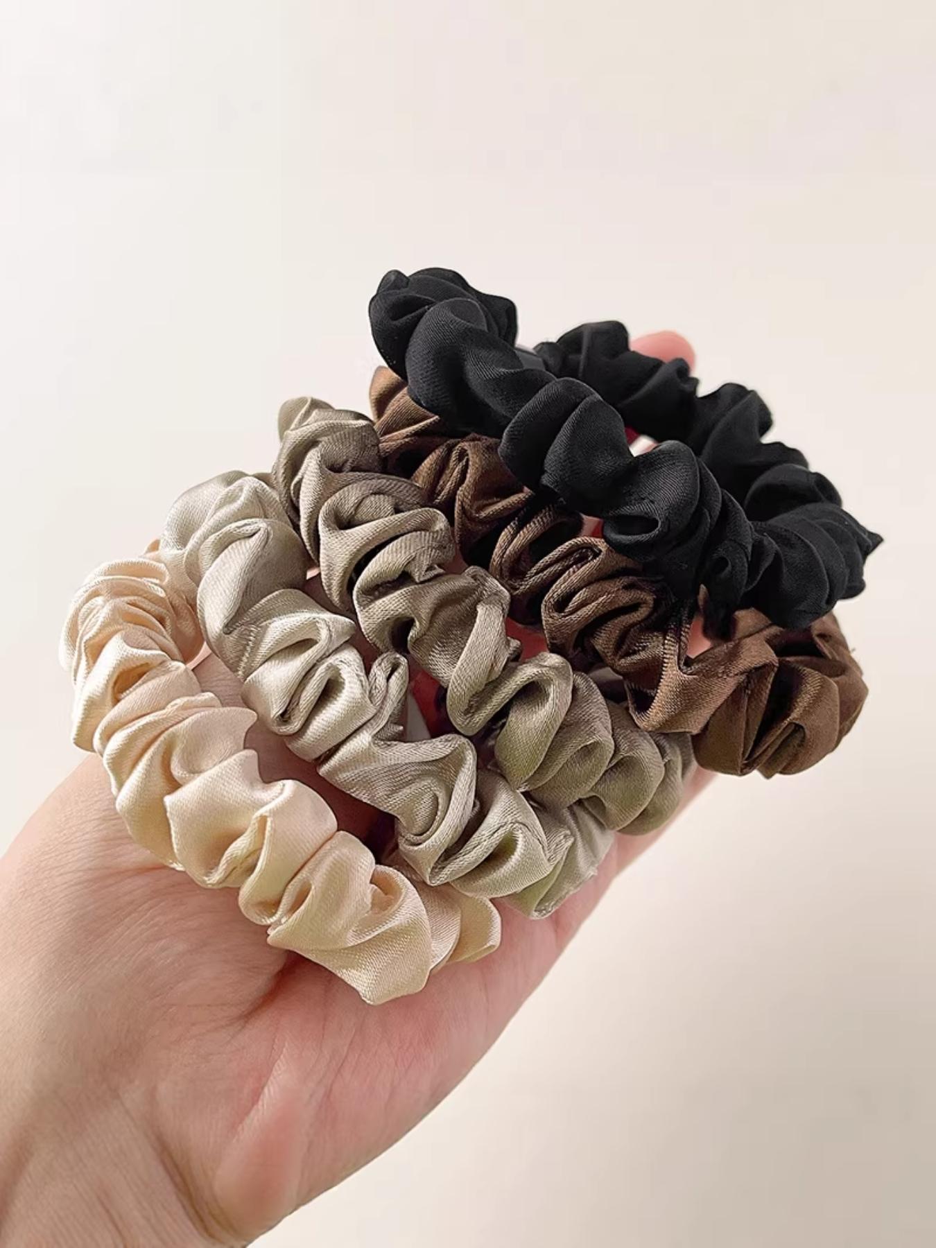 5-Pack New Satin Hair Ties, Elegant and Versatile, Lightweight Luxury, Perfect for Buns and Ponytails, Plain Style, All Seasons