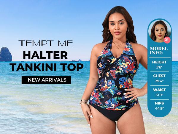 Tempt Me Women’s Tankini Top Halter Tummy Control Swim Tops Only Twist Front V Neck Bathing Suit No Bottom Tempt Me Women’s Tankini Top Halter Tummy Control Swim Tops Only Twist Front V Neck Bathing Suit No Bottom