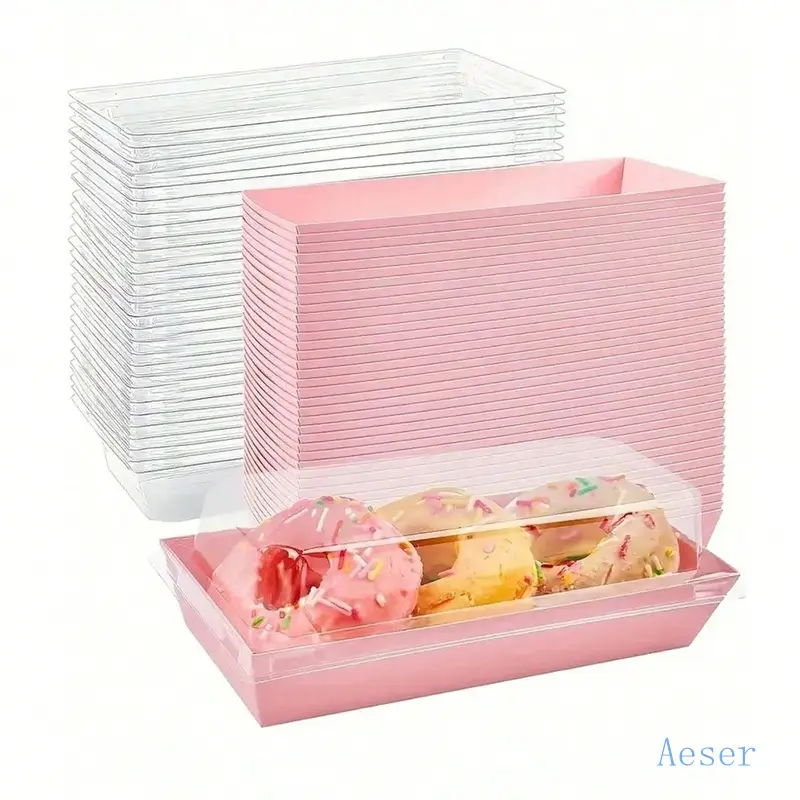 5-30pcs Dessert Boxes with Transparent Lids, Oilproof Kraft Paper, / Bakeware Baking Food Containers Baking Supplies for Cookies, Macarons, Cakes, Sandwiches-L