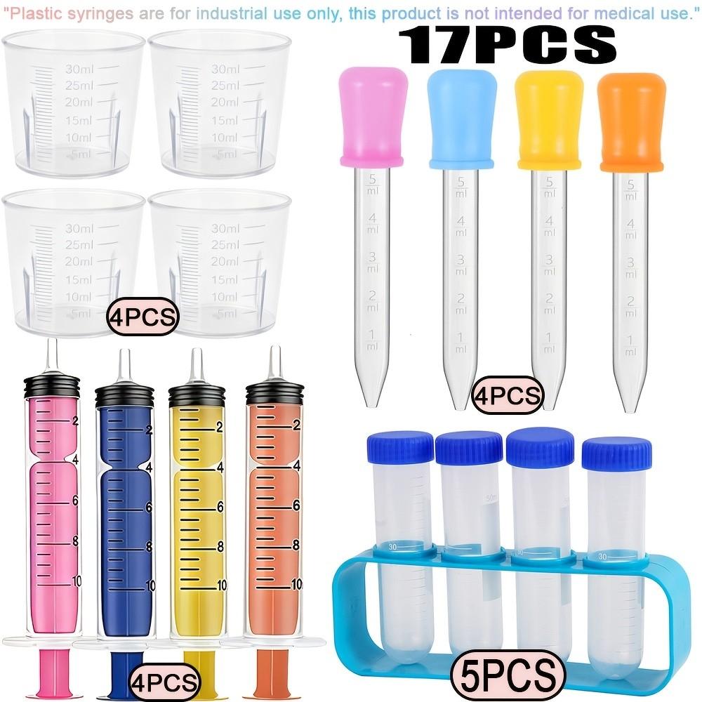 Laboratory Classroom Experiment Kit, 4 Measuring Cups, 4 Syringes, 4 Pipettes, 4 Test Tubes, 1 Test Tube Rack, First Choice Lab Tools