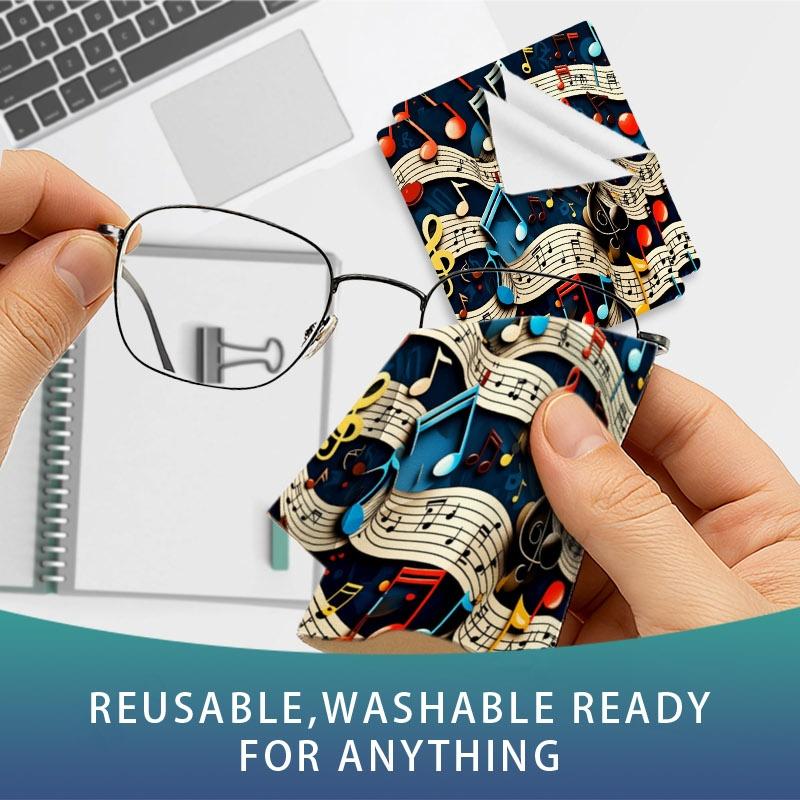 1/3/6/14pcs Musical Notes Design Microfiber Cleaning Cloth, Single - Sided, Multi - Purpose for Camera Lenses & Eyeglasses, Multiple Specs, High - Quality for Effective Cleaning, Ideal for Home & Photography, Durable & Practical