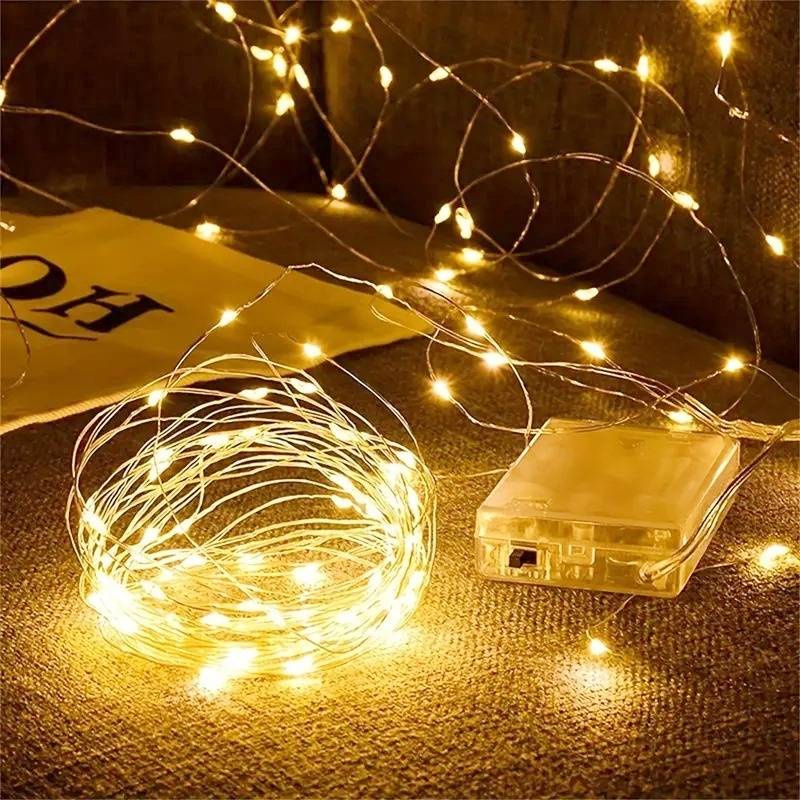Mini Battery-Powered LED String Lights, Star Firefly Lights for DIY Wreaths, Indoor Outdoor Christmas Decorations, Warm, Led Mood Light