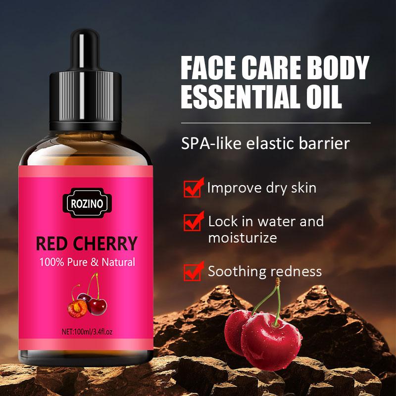 Rozino Red Cherry Essential Oil - Improve Dry Skin, Lock Moisture & Soothe Redness Body Care Soothing dry body oil curly hair oil treatment