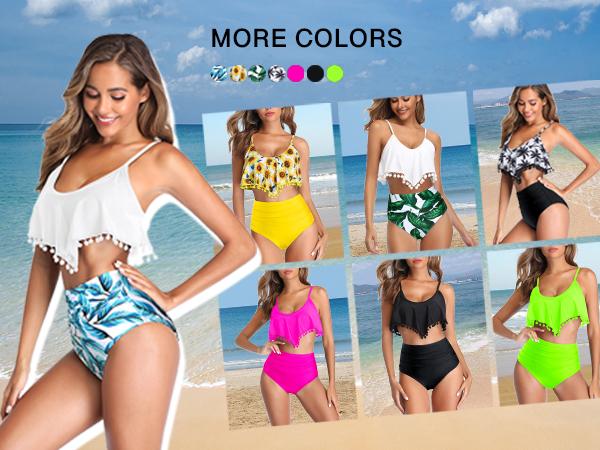 Tempt Me Women Two Piece High Waisted Bikini Set Ruffle Swimsuit Flounce Pom Pom Trim Bathing Suit with Full Coverage Swim Bottoms Flowy Swim Tops Tummy Control Swimsuits Tempt Me Women Two Piece High Waisted Bikini Set Ruffle Swimsuit Flounce Pom Pom Trim Bathing Suit with Full Coverage Swim Bottoms Flowy Swim Tops Tummy Control Swimsuits