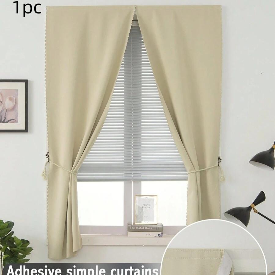 1pc Self Adhesive Portable Blackout Curtains Simple And Easy To Window Bedroom Room Darkening Black Small Drapes