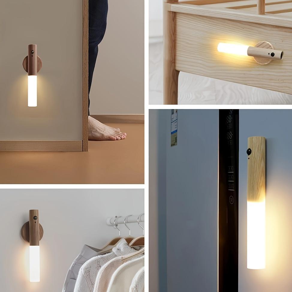 2PCS Motion Sensor LED Night Lights, USB Rechargeable Wireless Magnetic Wall Lights, IPX4 Waterproof Smart Night Lighting with Auto On/Off Detection for Bedroom, Bathroom, Kitchen, Hallway and Stairs, Safe Navigation Light for Home and Apartment Essential