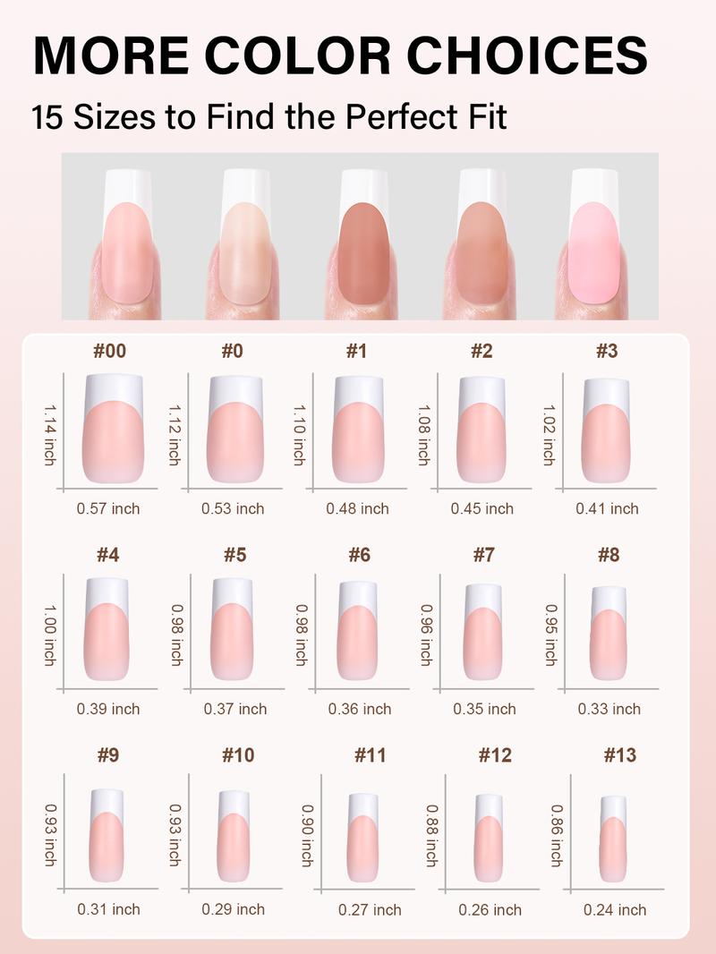 Aillsa Medium Square French Tip Press on Nails - Classic Full Cover Soft Gel Nail Tips Natural False Nails Easy to Wear Soak Off Acrylic Fake Nails Extensions Reusable & Comfortable Fit DIY Nail Art at home press-on nail set french style press nail