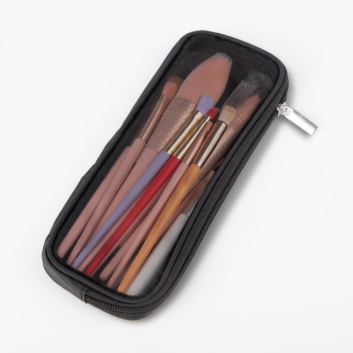 🎀Mesh Ventilated Makeup Brush Organizer Bag, versatile functionality (for brush storage, pen case, or toiletries), lightweight and portable for travel, suitable for both men and women, Travel Cosmetic Bags