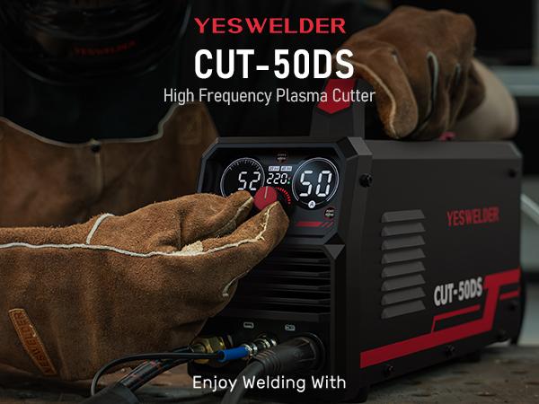 YESWELDER CUT-50DS 50Amp 110/220V Plasma Cutter, Digital Display Air Power Plasma Cutting Machine - 2T/4T and 16/25" Max Cut YESWELDER CUT-50DS 50Amp 110/220V Plasma Cutter, Digital Display Air Power Plasma Cutting Machine - 2T/4T and 16/25" Max Cut