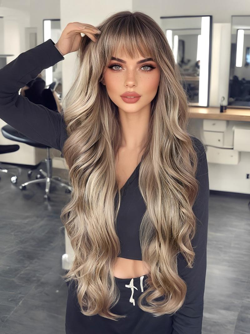 30 Inch Long Curly Wigs for Women, Gorgeous Fluffy Wigs with Bangs, Synthetic Full Machine Wigs for Party, Daily Use, Synthetic Fiber Wigs 30 Inch Long Curly Wigs for Women, Gorgeous Fluffy Wigs with Bangs, Synthetic Full Machine Wigs for Party, Daily Use, Synthetic Fiber Wigs