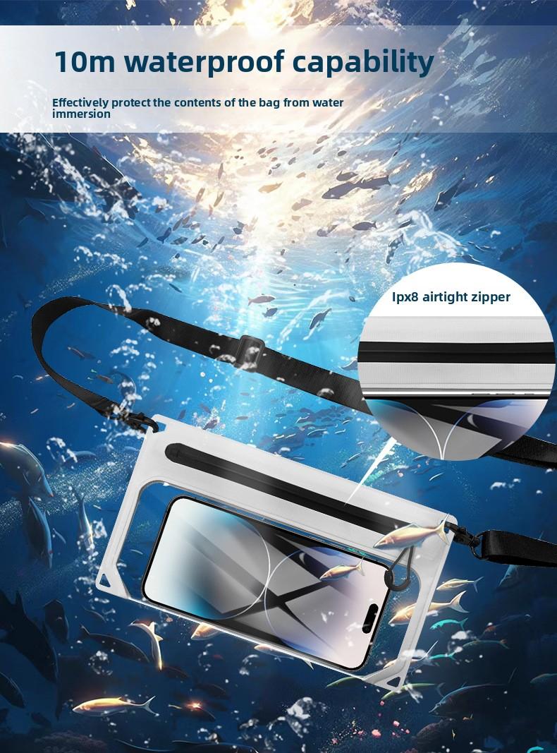 Airtight Zipper Waterproof Waist Bag, PVC Portable Touchscreen Phone Bag for Outdoor Camping and Swimming